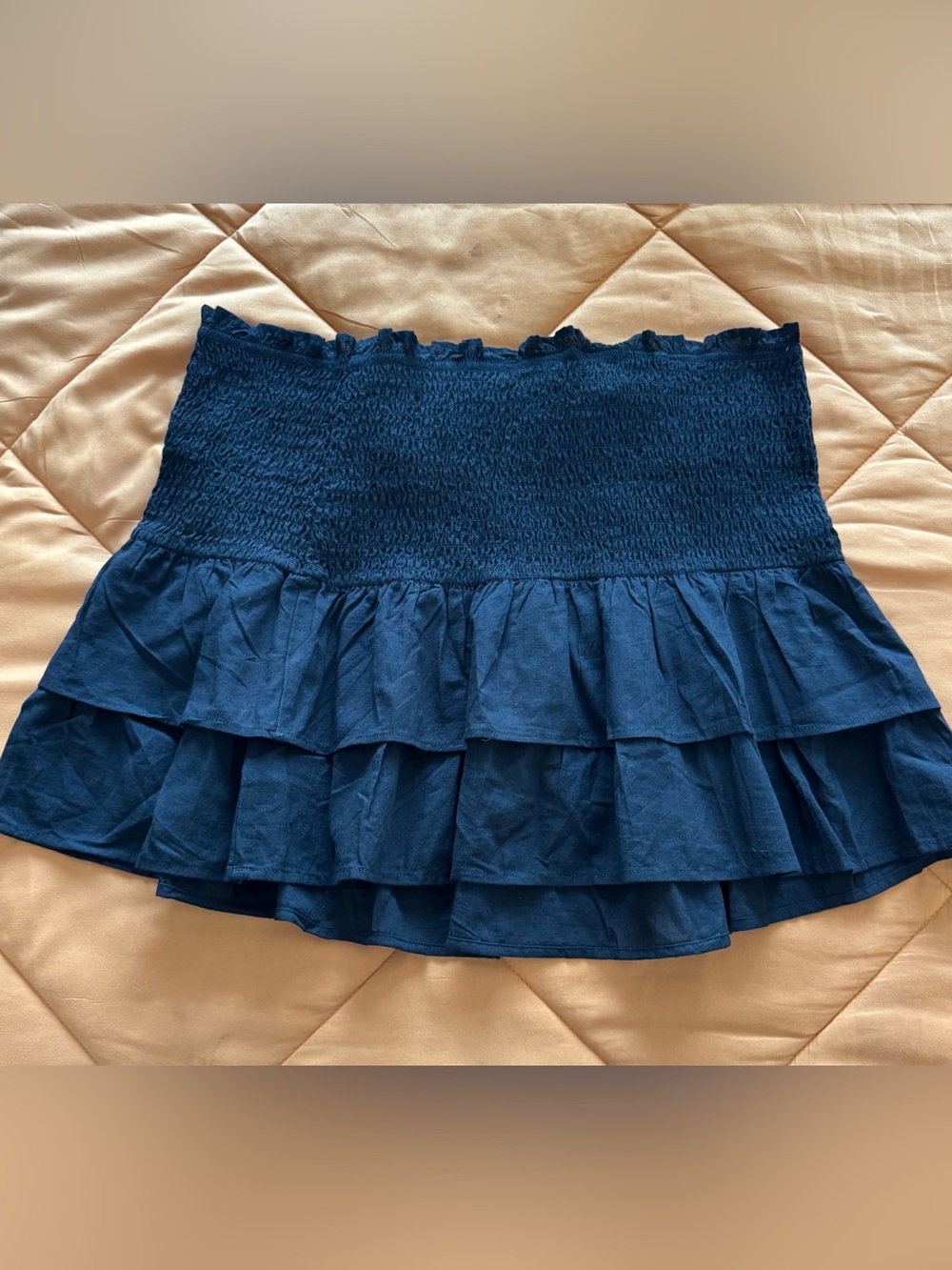 H&M Navy Blue Tiered Smocked Mini Skirt